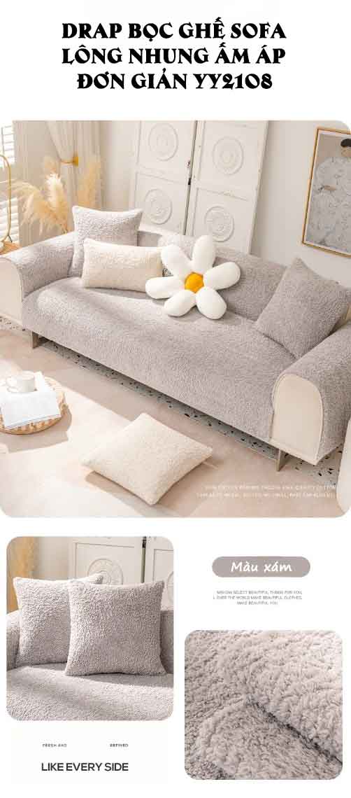 Drap bọc ghế sofa lông nhung ấm áp đơn giản YY2108 15