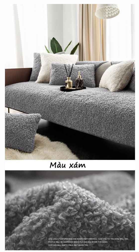 Drap bọc ghế sofa lông nhung dạng xoăn màu YY2301 16