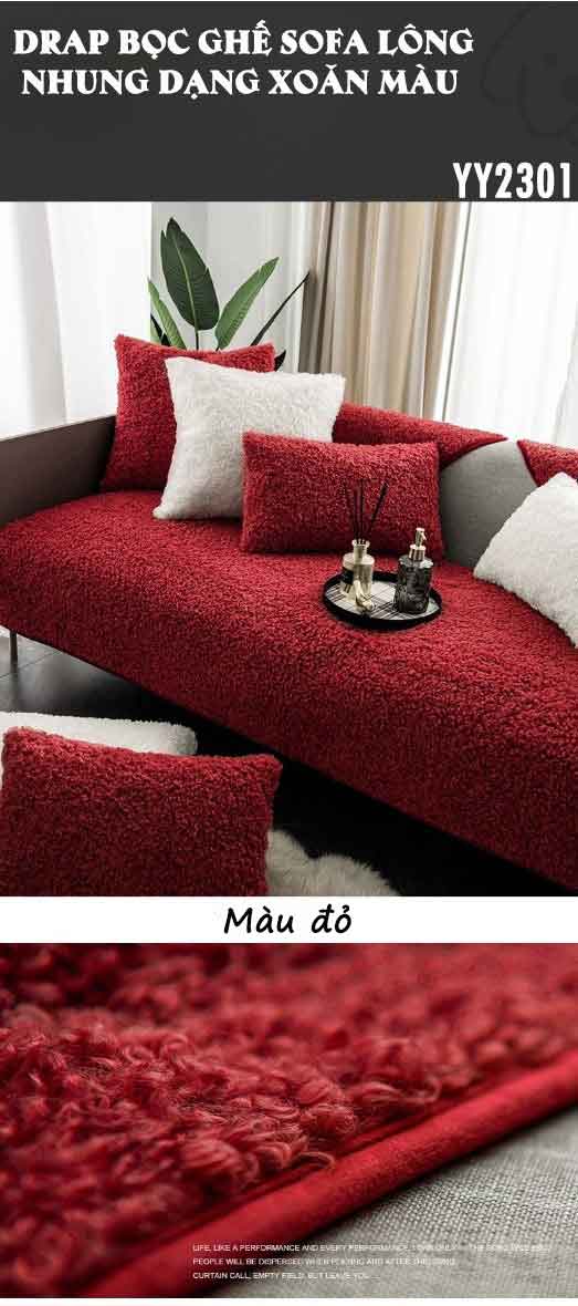 Drap bọc ghế sofa lông nhung dạng xoăn màu YY2301 10