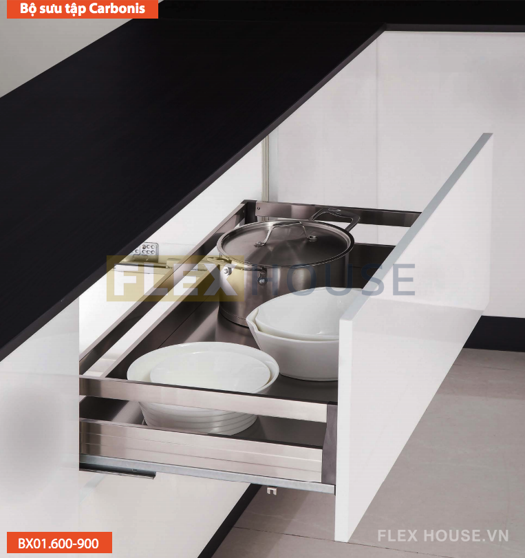 Giá xoong nồi inox hộp cánh kéo Garis GP01.600-900