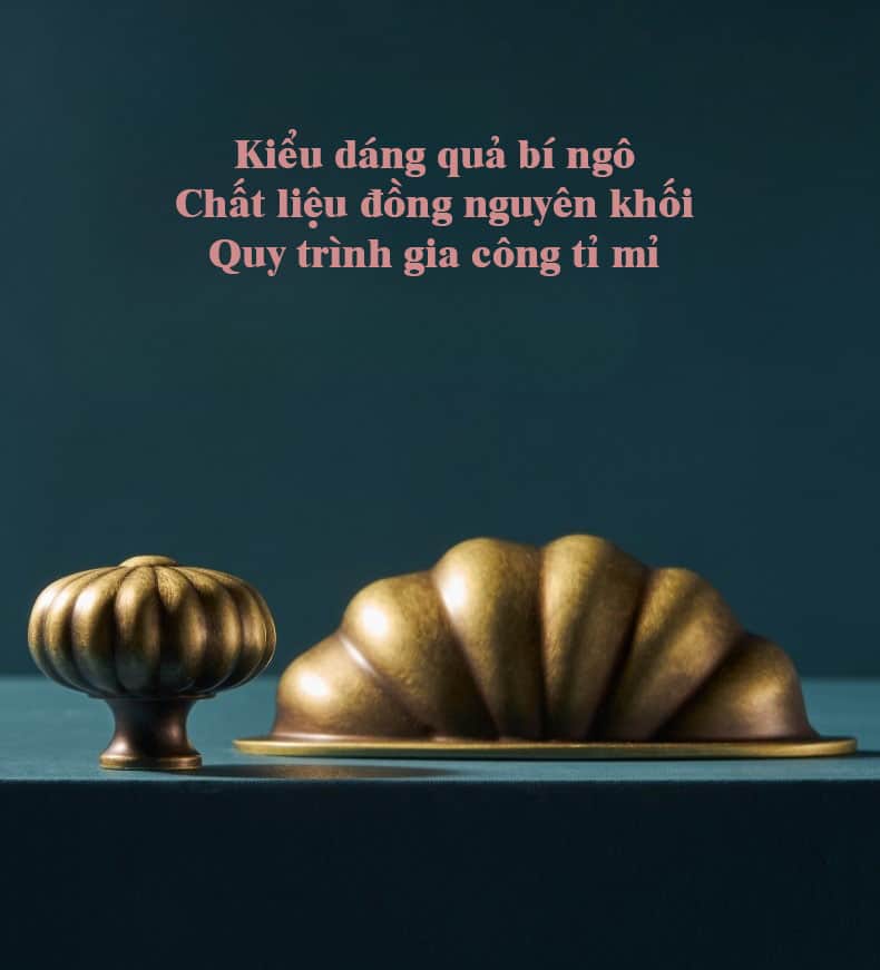 Núm tay nắm tủ bằng đồng hình bí ngô L1079 5