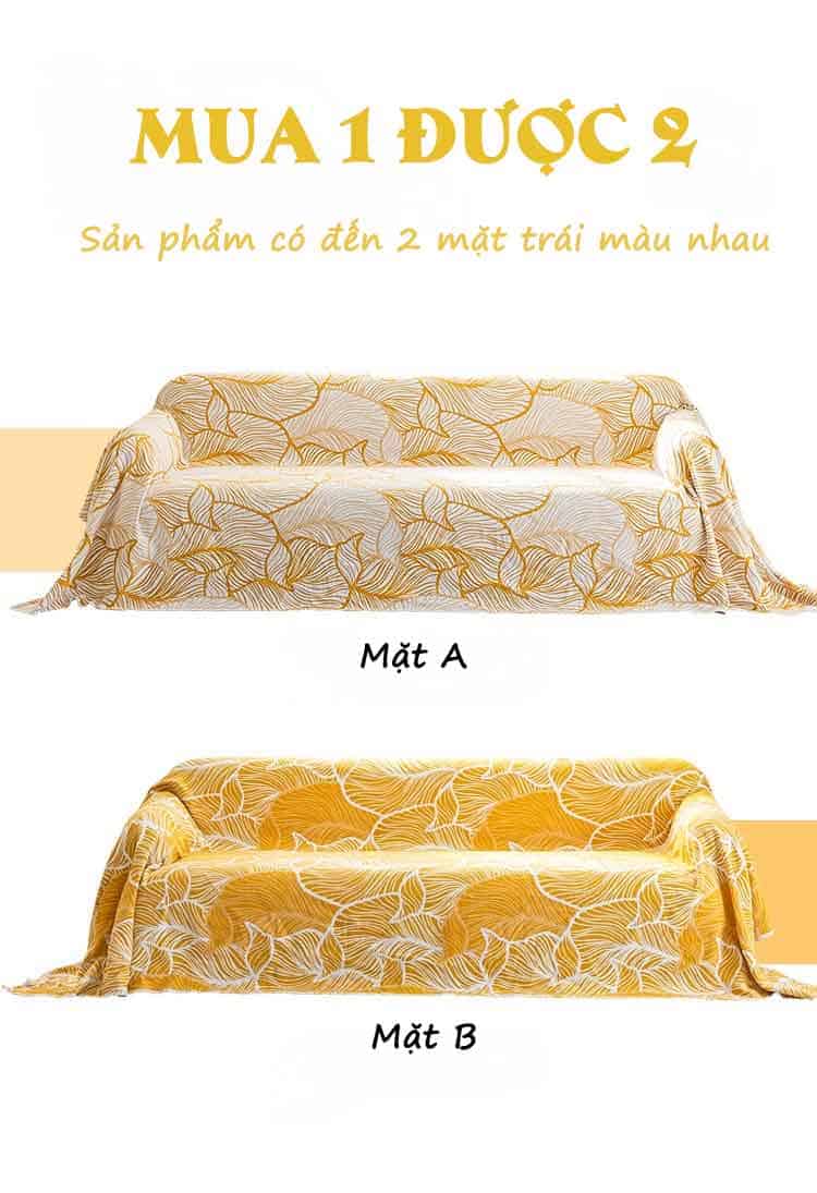 Tấm phủ ghế sofa cotton cành vàng lá ngọc YY1602 13