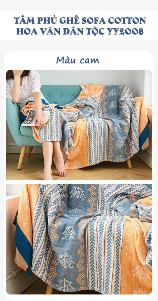 Tấm phủ ghế sofa cotton hoa văn dân tộc YY2008 9