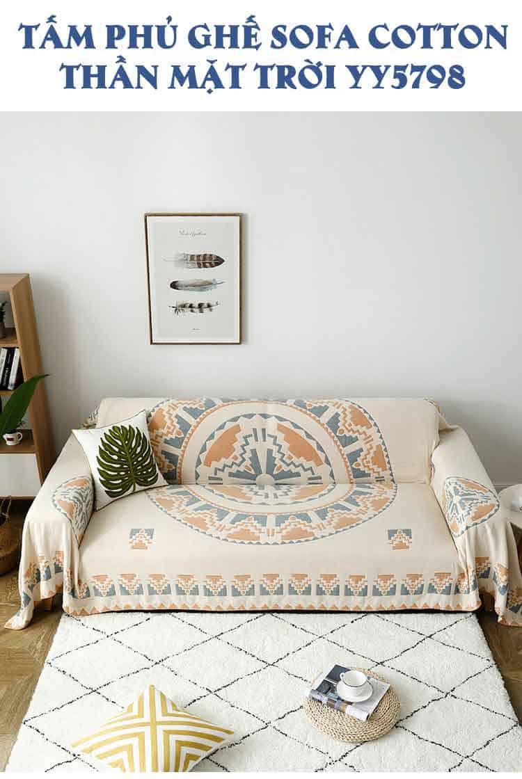 Tấm phủ ghế sofa cotton thần Mặt Trời YY5798 7