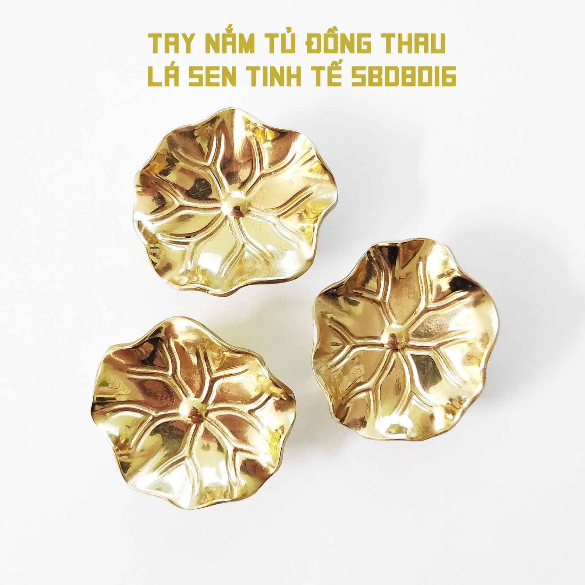 Tay nắm tủ đồng thau lá sen tinh tế SBD8016 7