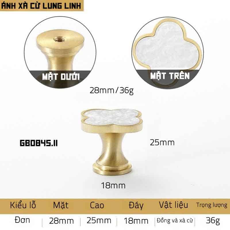 Núm tay nắm tủ cỏ bốn lá đồng khảm trai GS0845 29