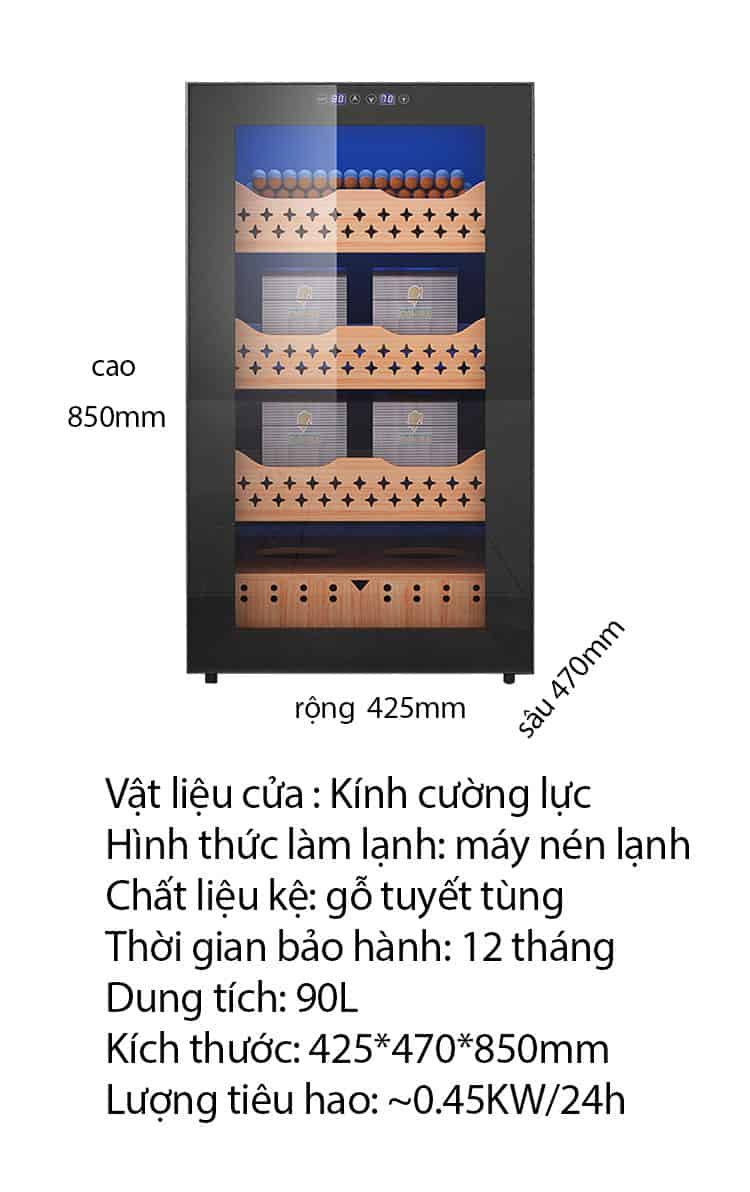 Tủ bảo quản cigar mini bằng điện DW-90LB 17