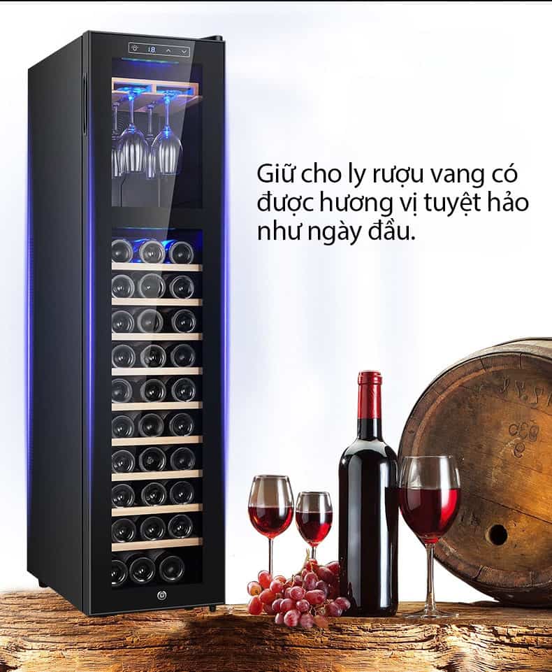 Tủ ướp rượu vang mini 30 chai bằng điện DW-78SR 24