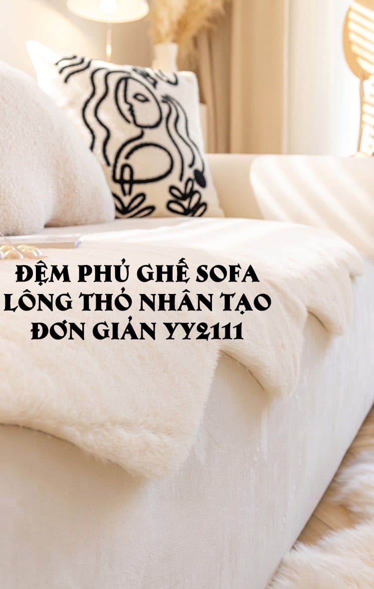 Đệm phủ ghế sofa lông thỏ nhân tạo đơn giản YY2111 10