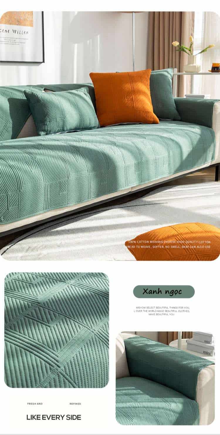 Drap bọc ghế sofa cotton thêu hoa văn YY2902 15