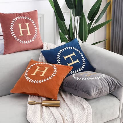 Gối tựa lưng sofa cotton chữ H và M nhiều màu YY1402 20