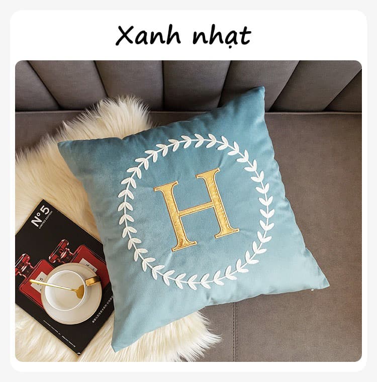 Gối tựa lưng sofa cotton chữ H nhiều màu YY1402 9