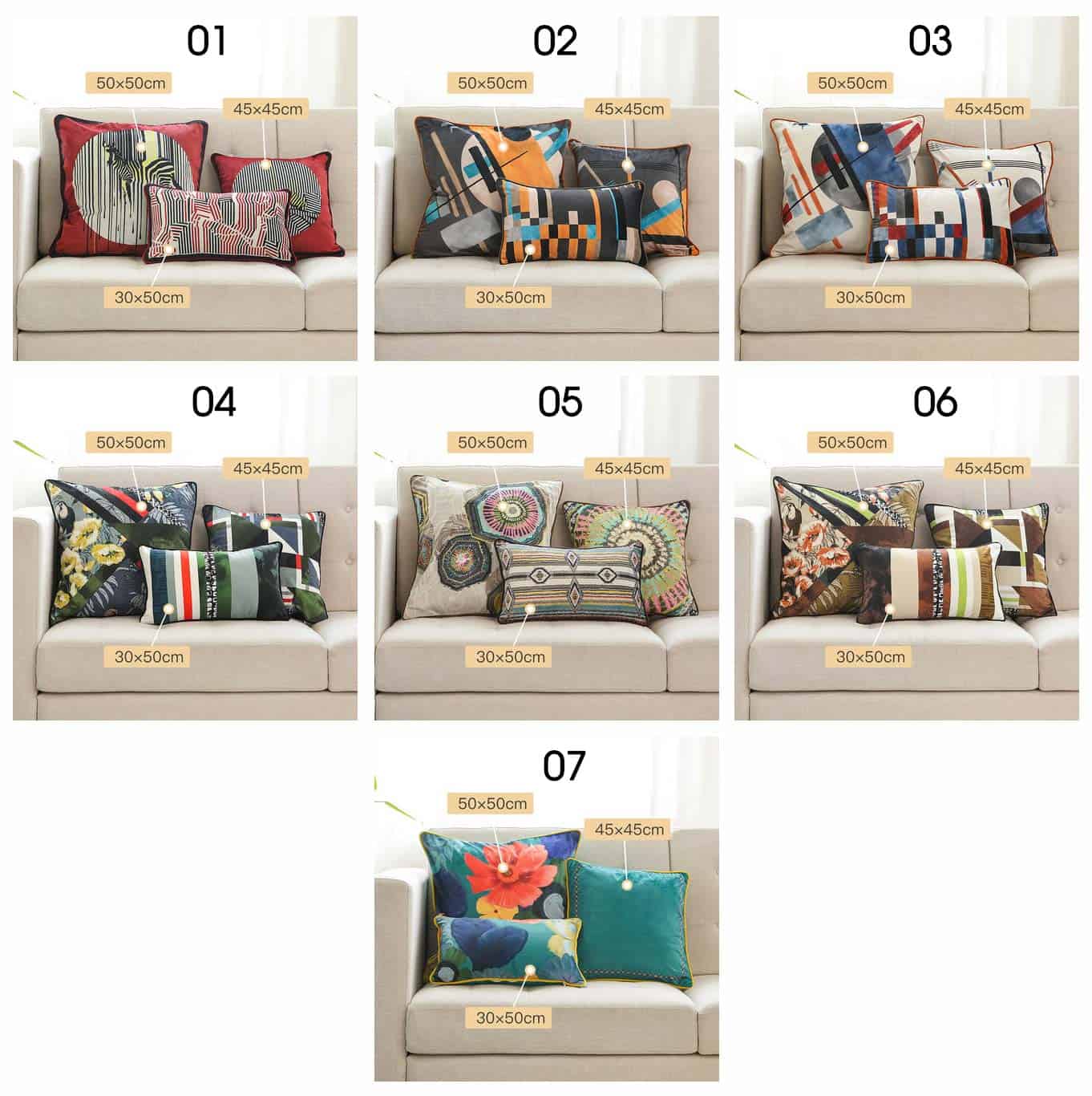 Gối tựa lưng sofa cotton hoa văn hiện đại YY2004 28