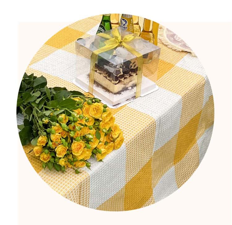 Khăn trải bàn picnic dã ngoại sọc vuông Waffle YY2702Y 13