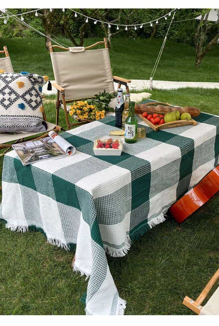 Khăn trải bàn picnic dã ngoại sọc vuông Waffle YY2702Y 1