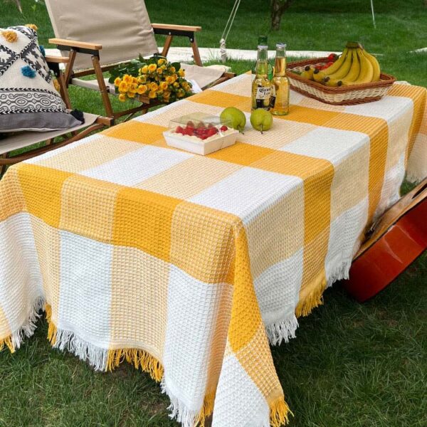 Khăn trải bàn picnic dã ngoại sọc vuông Waffle YY2702Y