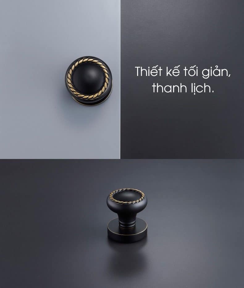 Khoá cửa tròn bằng đồng tối giản màu đen DOR5536 2