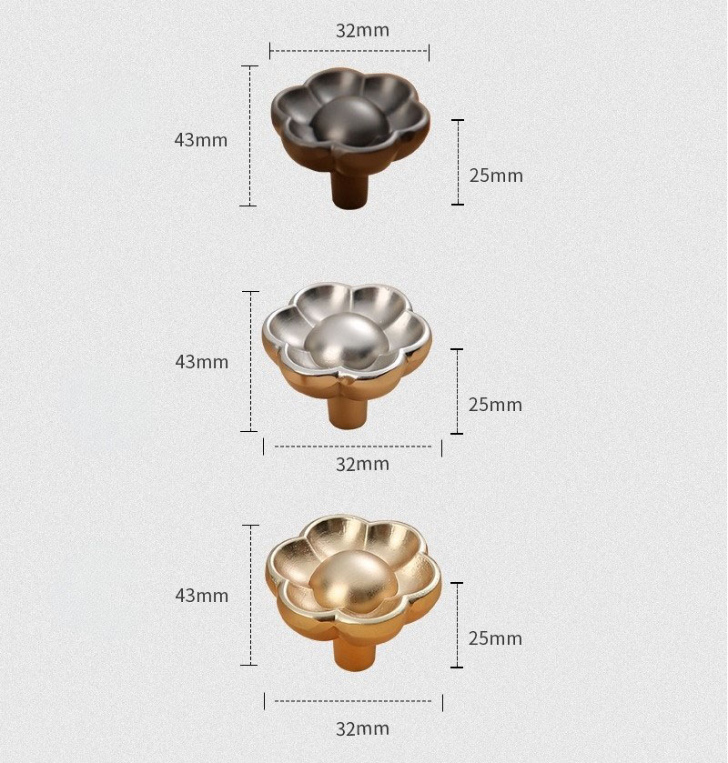 Núm tay nắm tủ bông hoa bằng hợp kim kẽm K6015 20