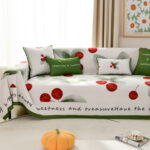 Tấm phủ ghế sofa Chenille anh đào đỏ mọng YY7239