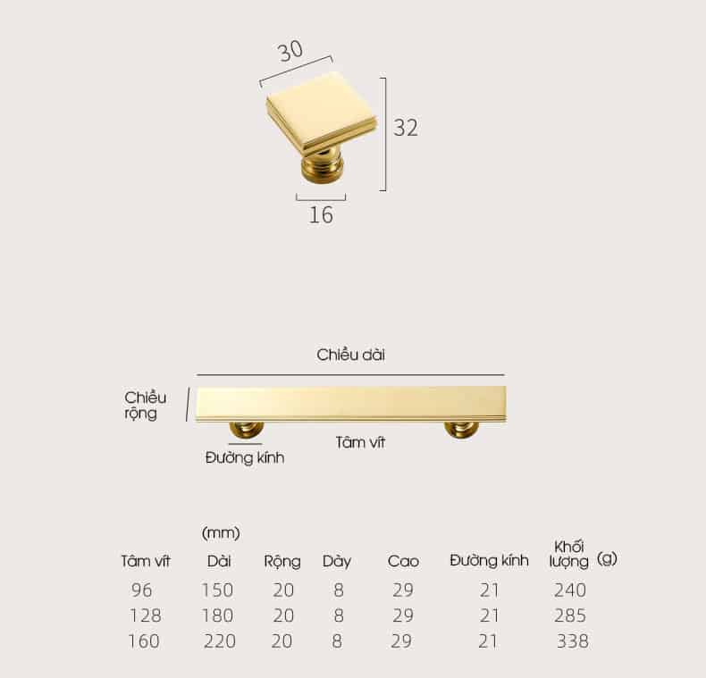 Tay nắm tủ quần áo hiện đại bằng đồng thau L1041 6