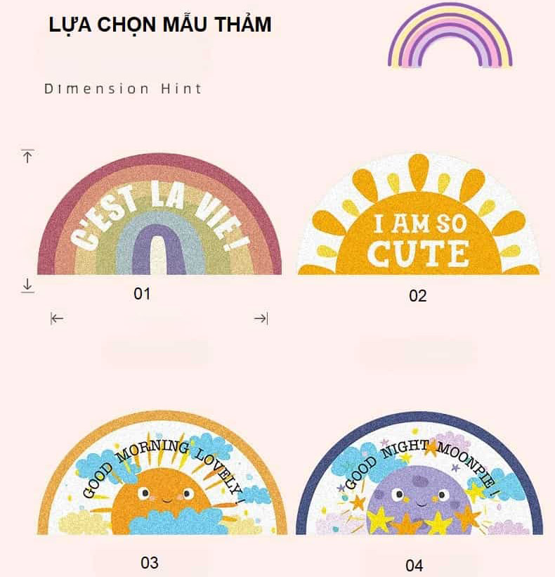 Thảm chống trượt cầu vòng hình bán nguyệt SH6076 12
