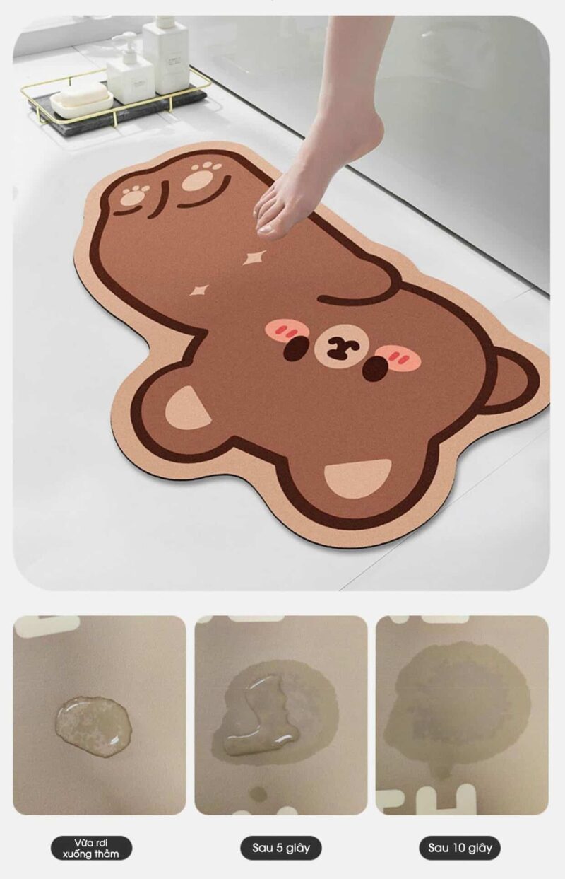 Thảm chống trượt tảo cát bé mèo bé gấu TBD9615 8