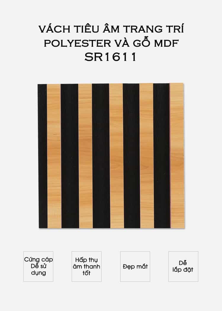 Vách tiêu âm trang trí polyester và gỗ MDF SR1611 11
