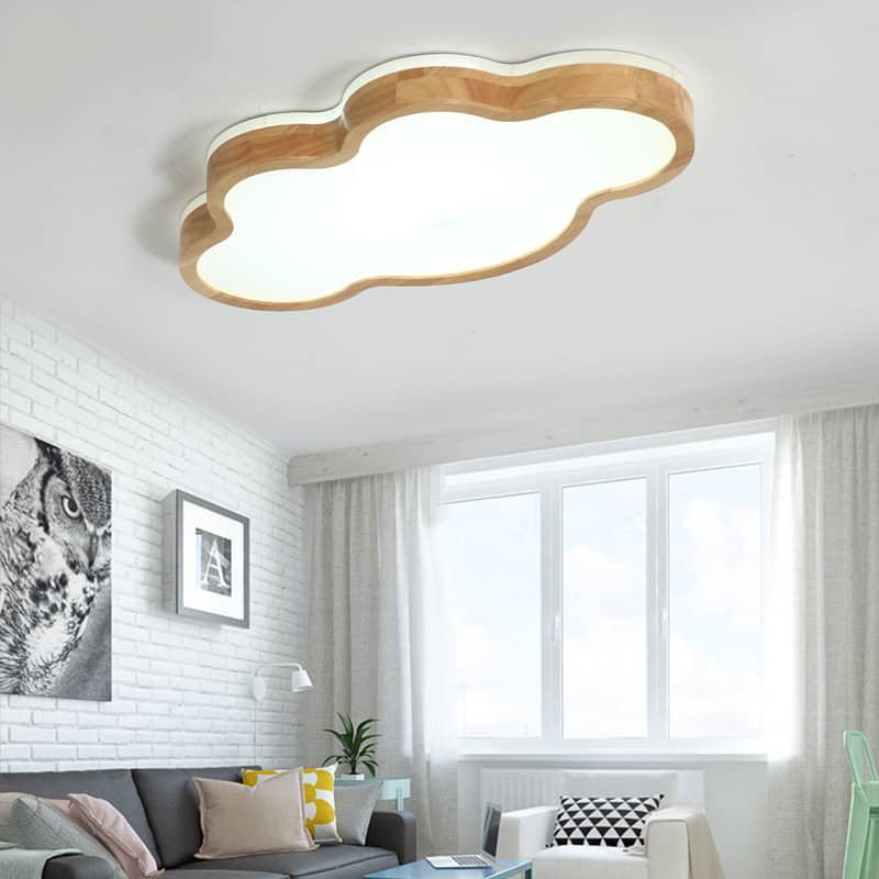 Đèn ốp trần bằng gỗ và acrylic đám mây tươi tắn WH7170 13