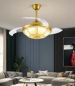 Đèn quạt trần màu đồng vàng cổ điển sang trọng YX1108