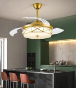 Đèn quạt trần màu đồng vàng cổ điển sang trọng YX1320
