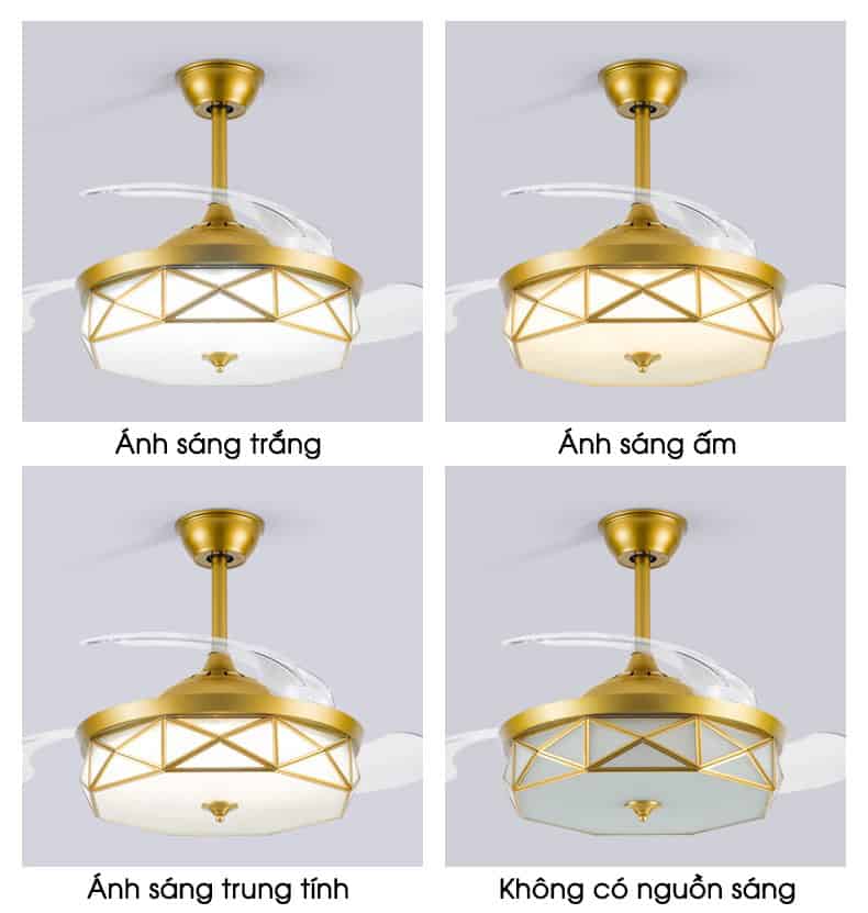 Quạt trần có đèn bằng đồng cổ điển sang trọng YX1108 13