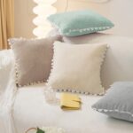 Gối tựa lưng sofa cotton trơn viền ren hoa YYJ804-1