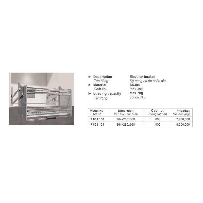 Kệ nâng hạ úp chén dĩa Imundex 7801100/101