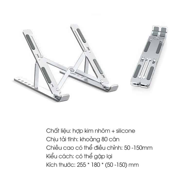 Giá đỡ laptop gấp gọn hợp kim nhôm chống rung LH123 10