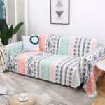 Tấm phủ ghế sofa cotton hình học tươi sáng YY1909