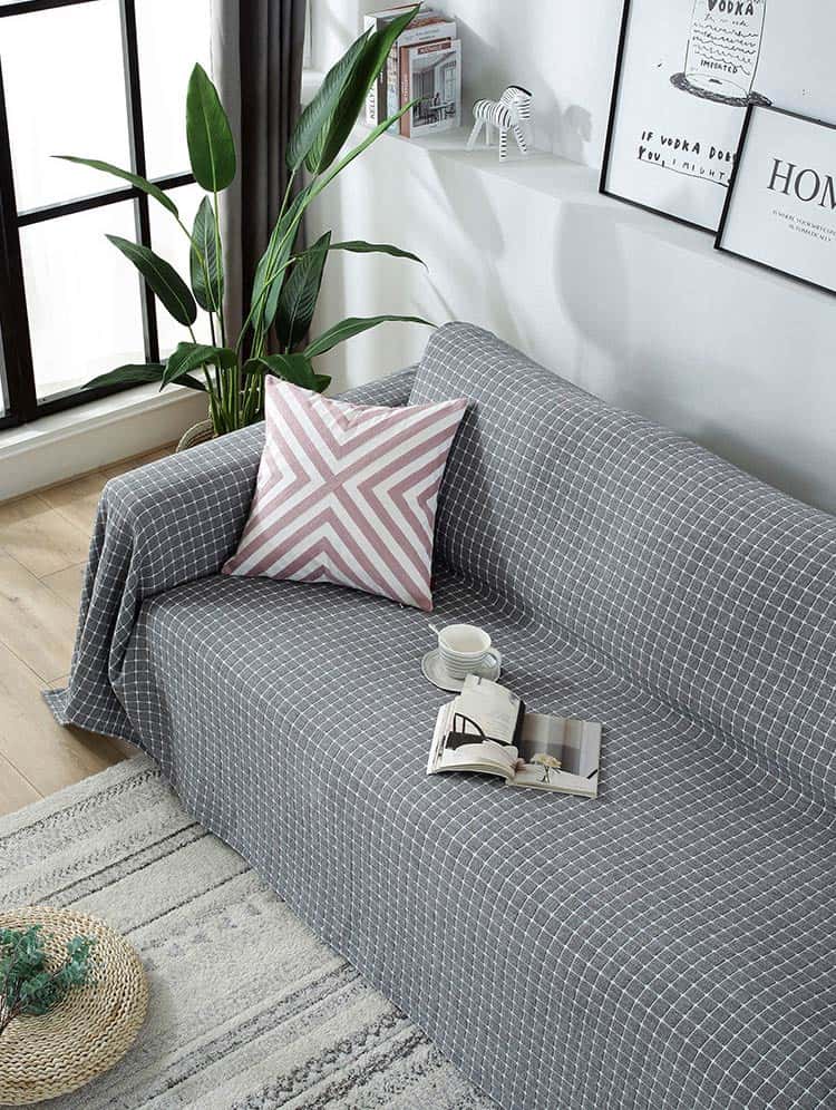 Tấm phủ ghế sofa cotton sọc vuông nhỏ mềm mại YY8082 6