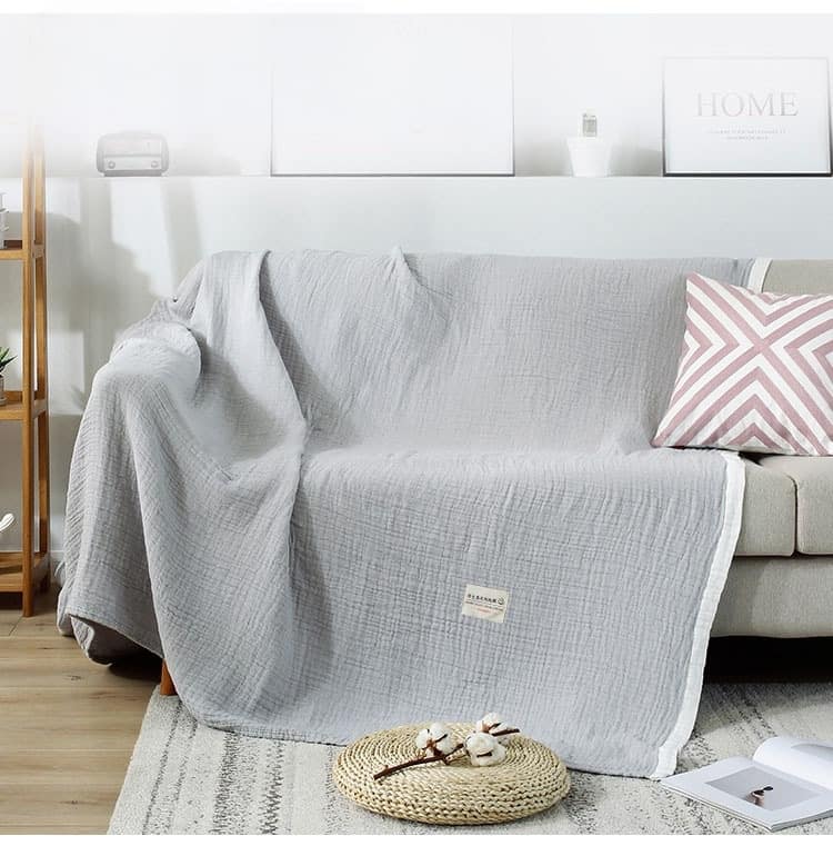 Tấm phủ ghế sofa cotton viền trắng màu trơn YY9020 8
