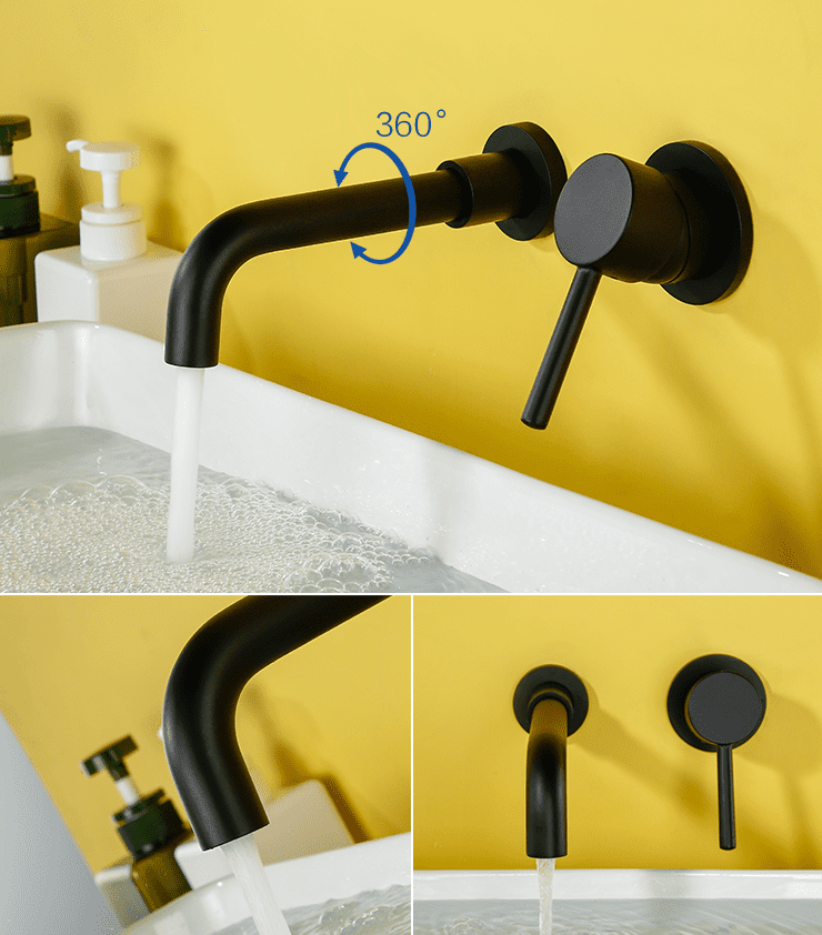 Vòi lavabo âm tường bằng đồng kiểu Đức DL8001-A 8