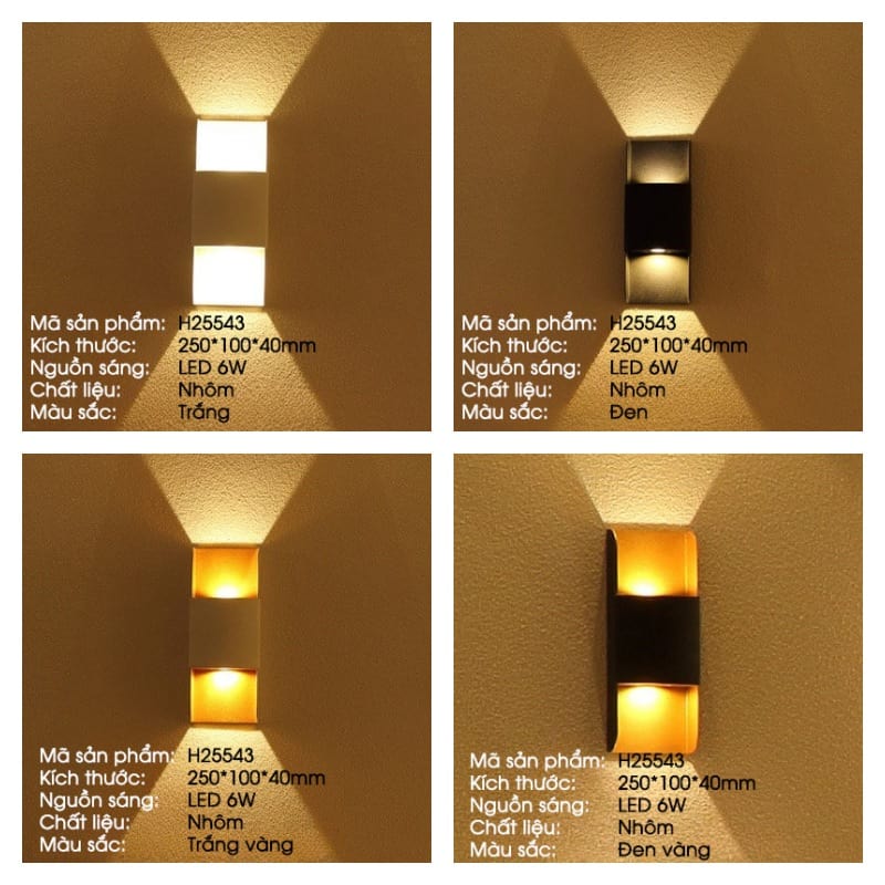 Đèn gắn tường bằng nhôm hai đầu hiện đại tối giản H25543 12