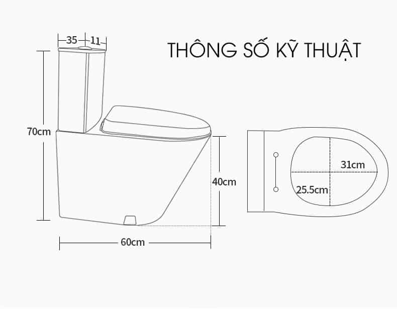 Bồn cầu 1 khối tựa lưng bằng thép không gỉ SX6129 11