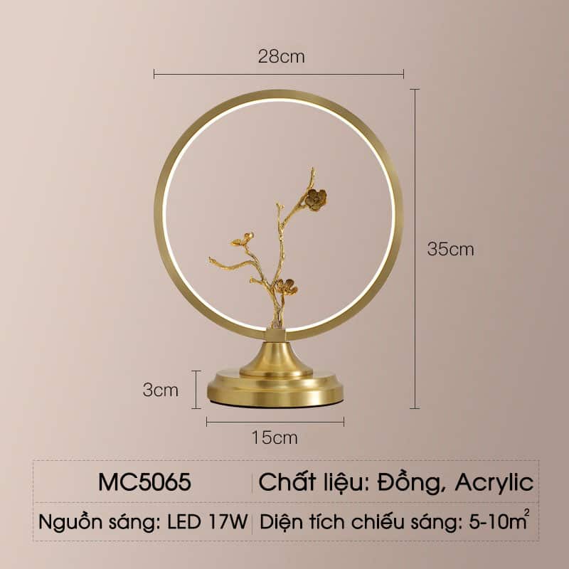 Đèn để bàn đồng thau nhành mai khoe sắc MC5065 16