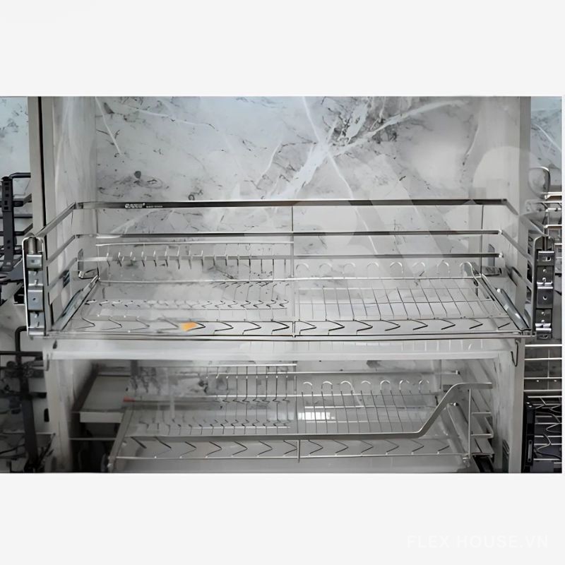 Giá bát đĩa Inox nan vuông cánh kéo GD02E (1)