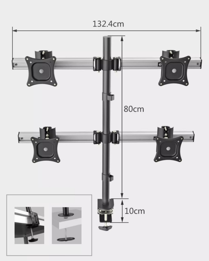 Giá đỡ 4 màn hình máy tính gắn bàn BM3219 12