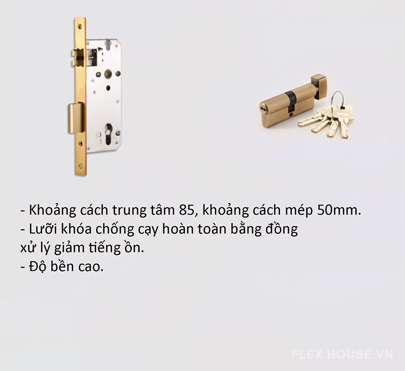 Khóa cửa đồng tay gỗ hiện đại tối giản KDC5244 146