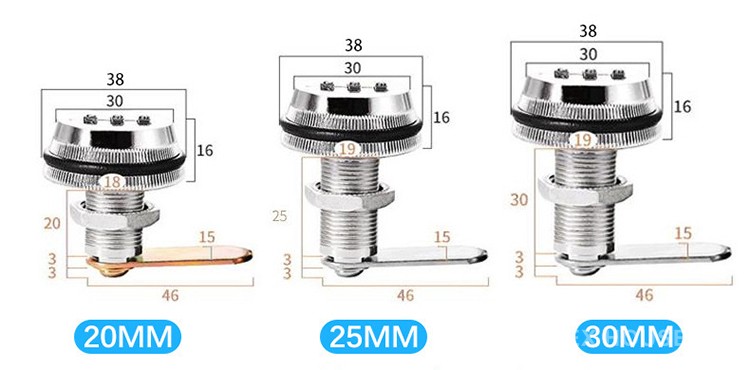 Khóa số mật mã ngăn kéo tủ hợp kim kẽm YLF080 6