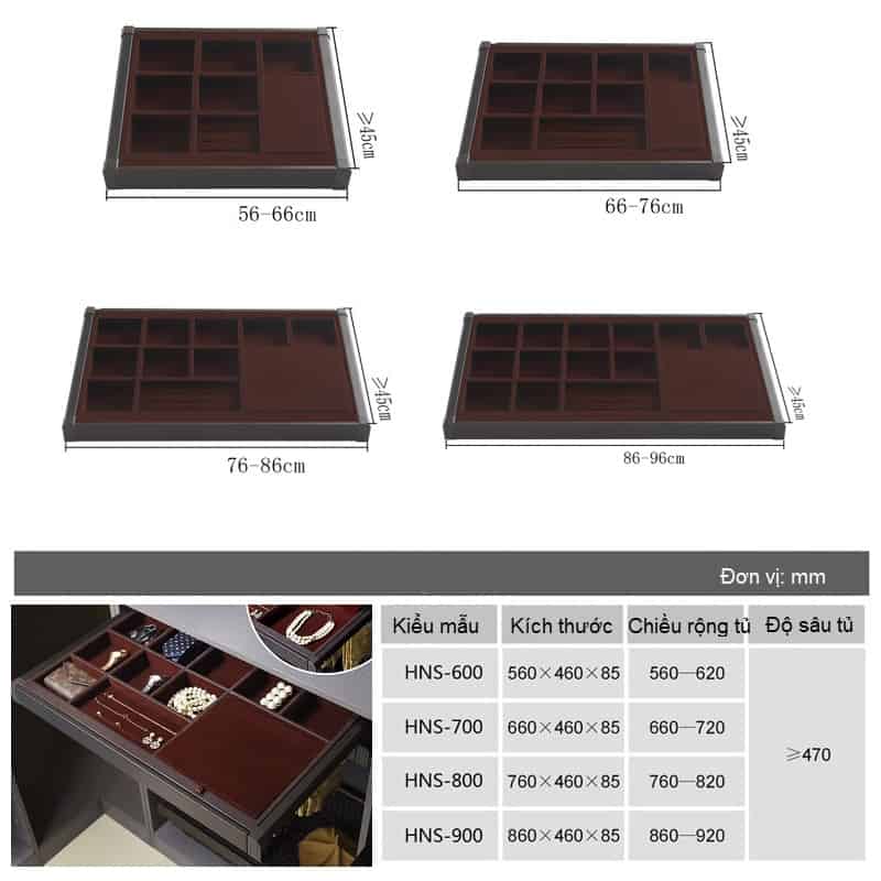 Ngăn kéo tủ để đồ trang sức ray giảm chấn HL2550A 6