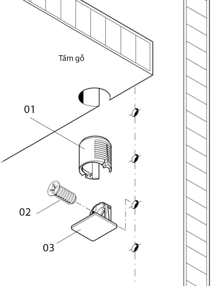 Pát đỡ vách ngăn hợp kim kẽm cho tủ gỗ BTC3840 11