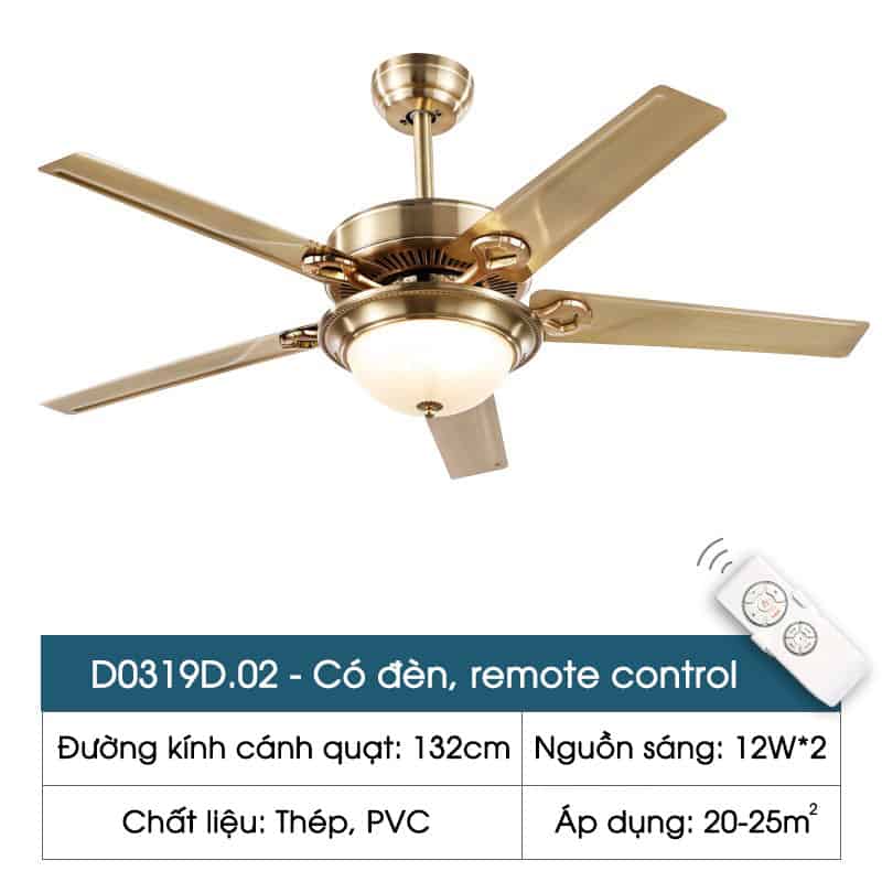 Quạt trần đèn cổ điển sang trọng 5 cánh D0319D 15