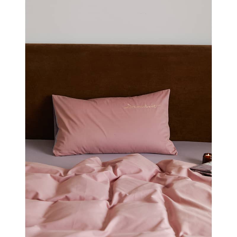 Bộ chăn ga giường cotton màu trơn thêu chữ MM3806 9