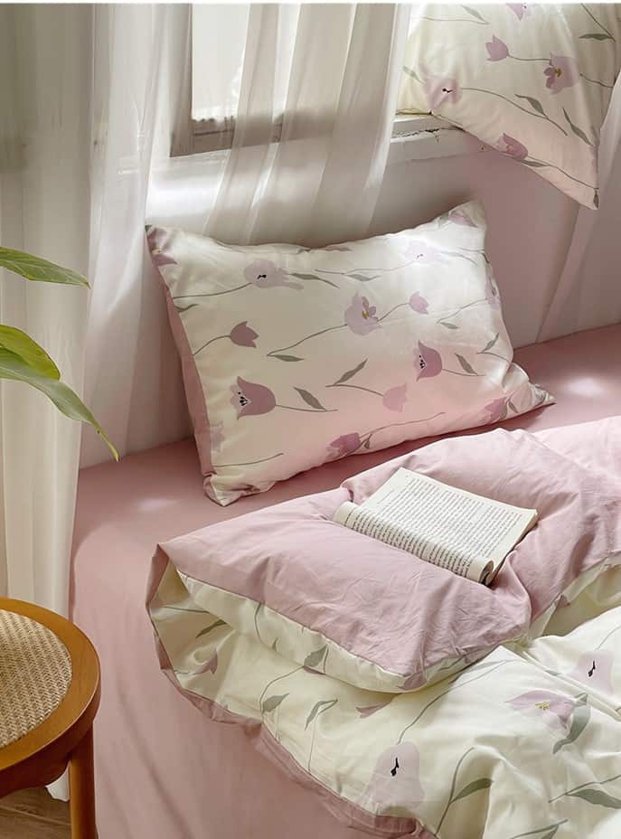 Bộ chăn ga vỏ gối Tulip sắc hồng dịu dàng MM4531 6